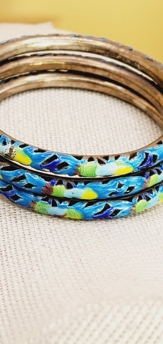 Beautiful antique enamel Chinese bangle bracelet s