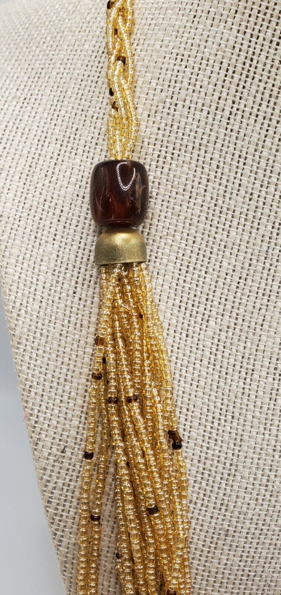 Vintage Gold Color Glass Seed Bead with 1/2" Brow… - image 2