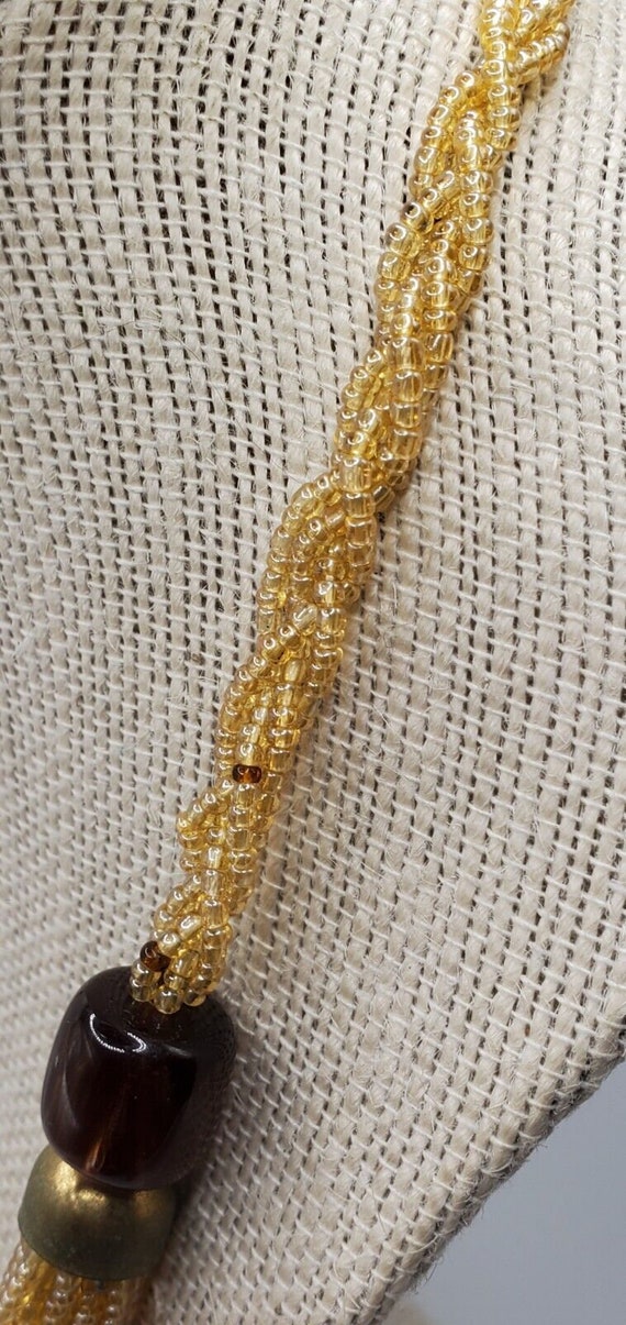 Vintage Gold Color Glass Seed Bead with 1/2" Brow… - image 5