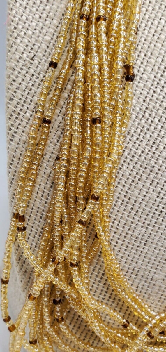 Vintage Gold Color Glass Seed Bead with 1/2" Brow… - image 4