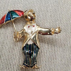 Vintage Enamel Colorful Enamel Clown Pin Brooch 2.25&quot;