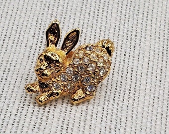1992 Avon Rhinestone Rabbit Lapel Pin Pinback 1.12" x 1.12"
