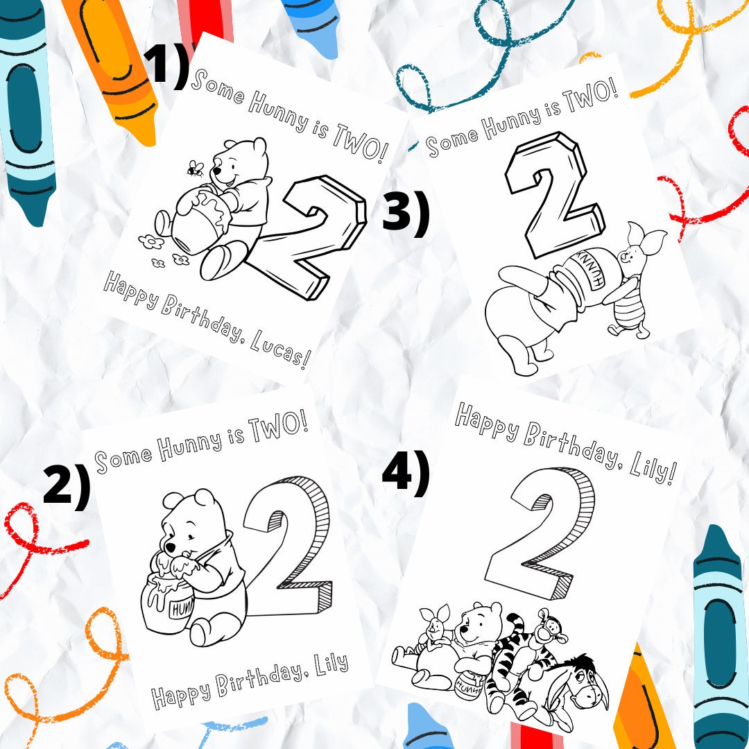 Customizable - Winnie the Pooh Second Birthday Coloring and Activity Sheet