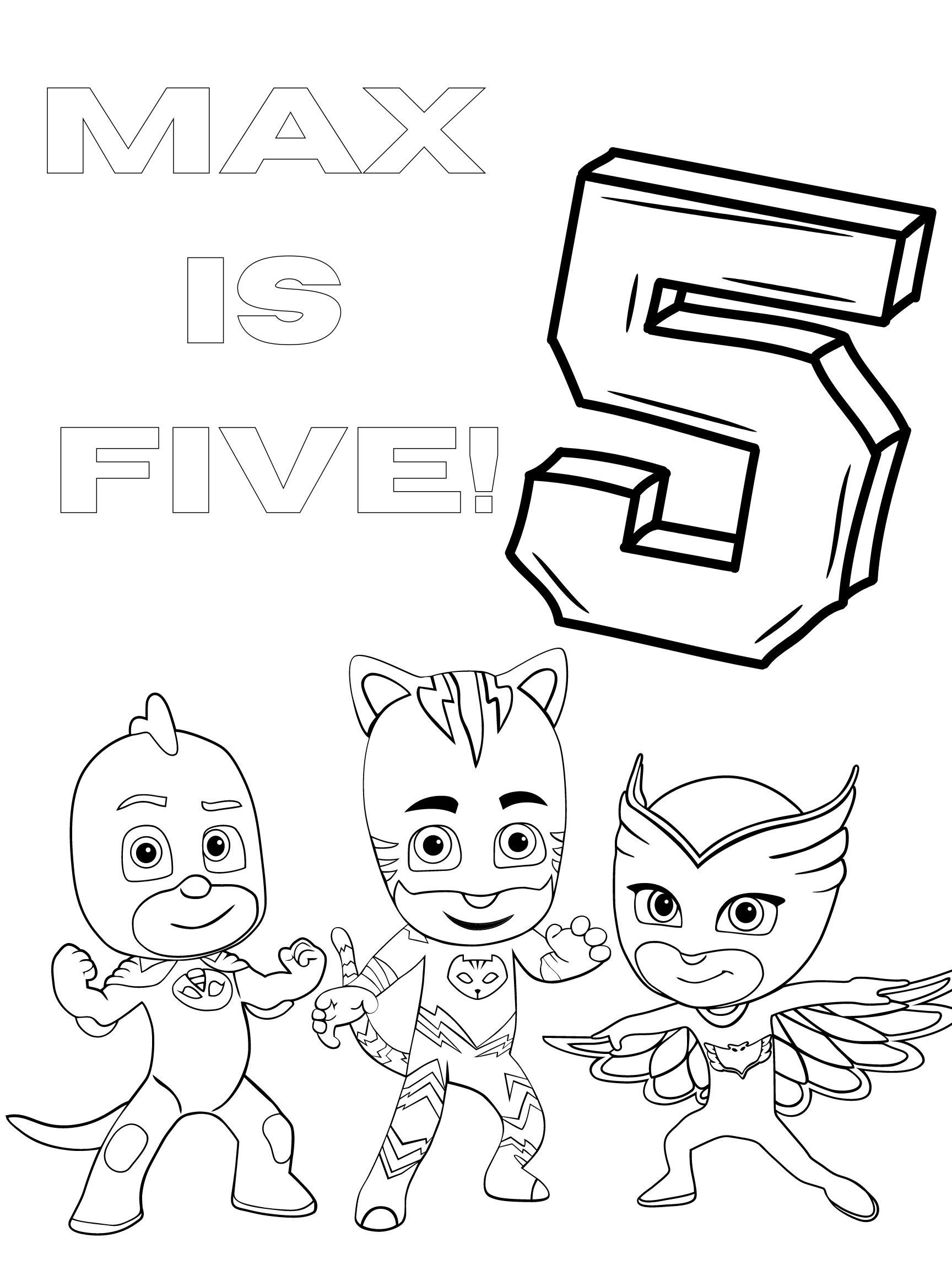 Buy PJ Masks Birthday Coloring Activity Online in India - Etsy, image size:1728x2304