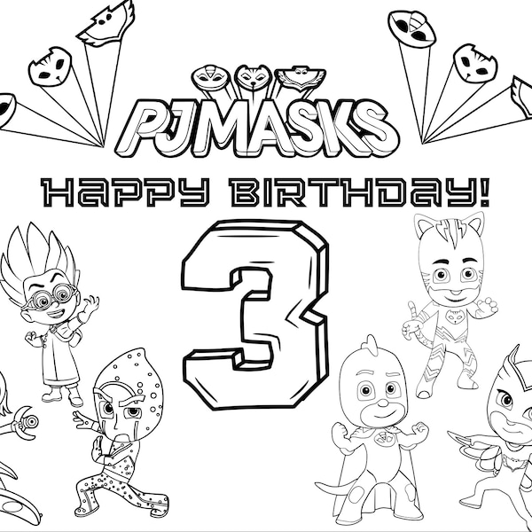 PJ Masks Birthday Coloring Activity