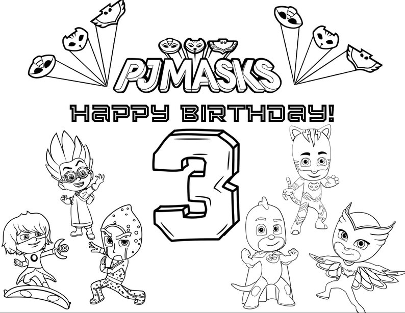PJ Masks Birthday Coloring Activity - Etsy