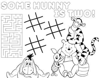 Winnie the Pooh Second Birthday Coloring and Activity Sheet