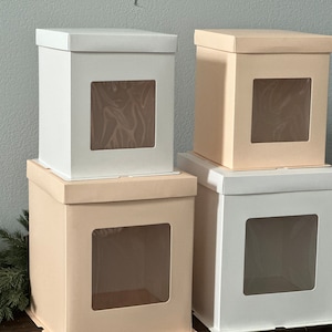Tall Cake Boxes - White/Pink - 8x8x10 and 10x10x12