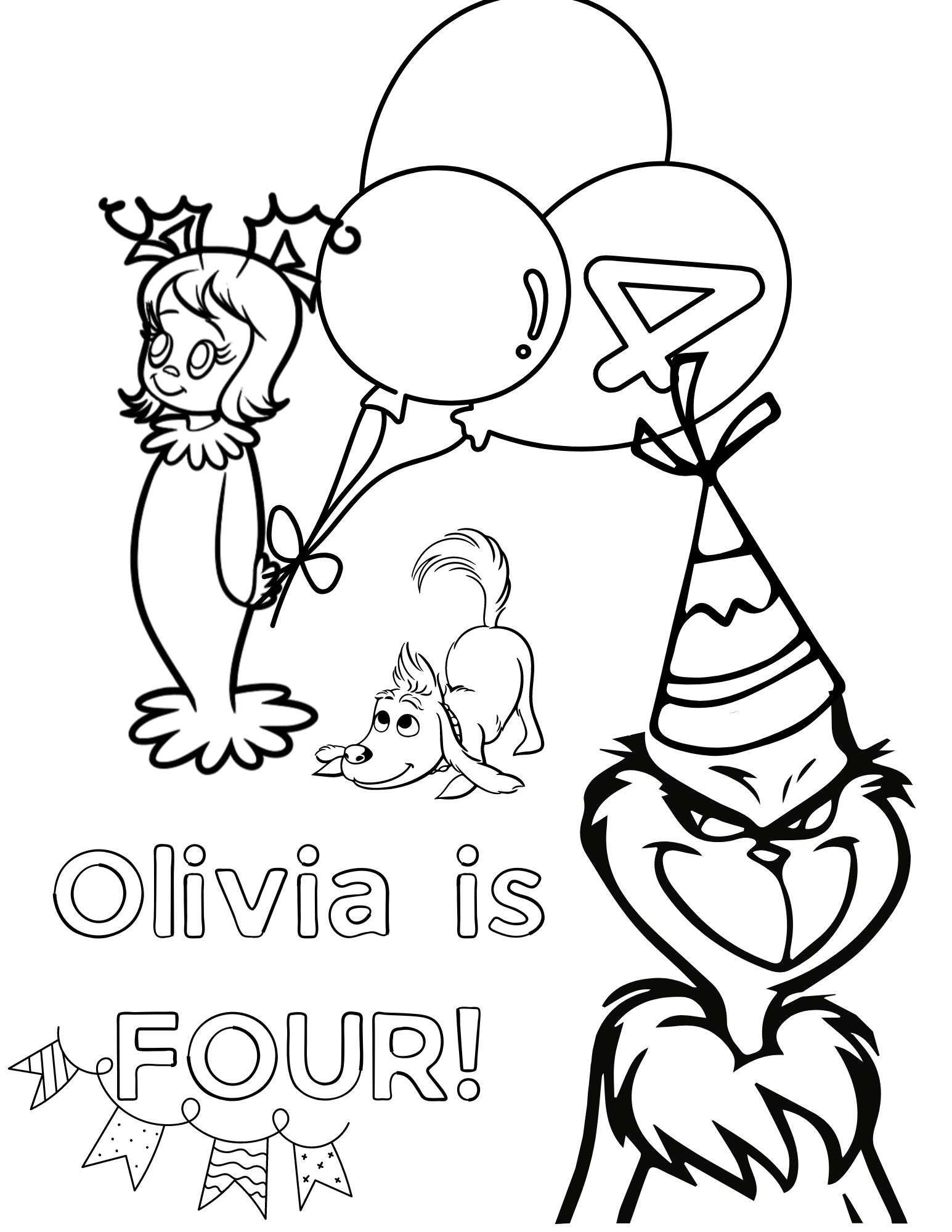 Fully Customizable Grinch Birthday Coloring Sheet - Etsy