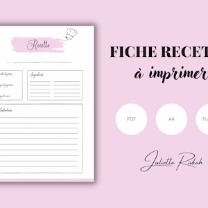 Fiche recette individuelle à télécharger et imprimer (PDF) - Format A4, Modèle de feuille recette pour livre de cuisine