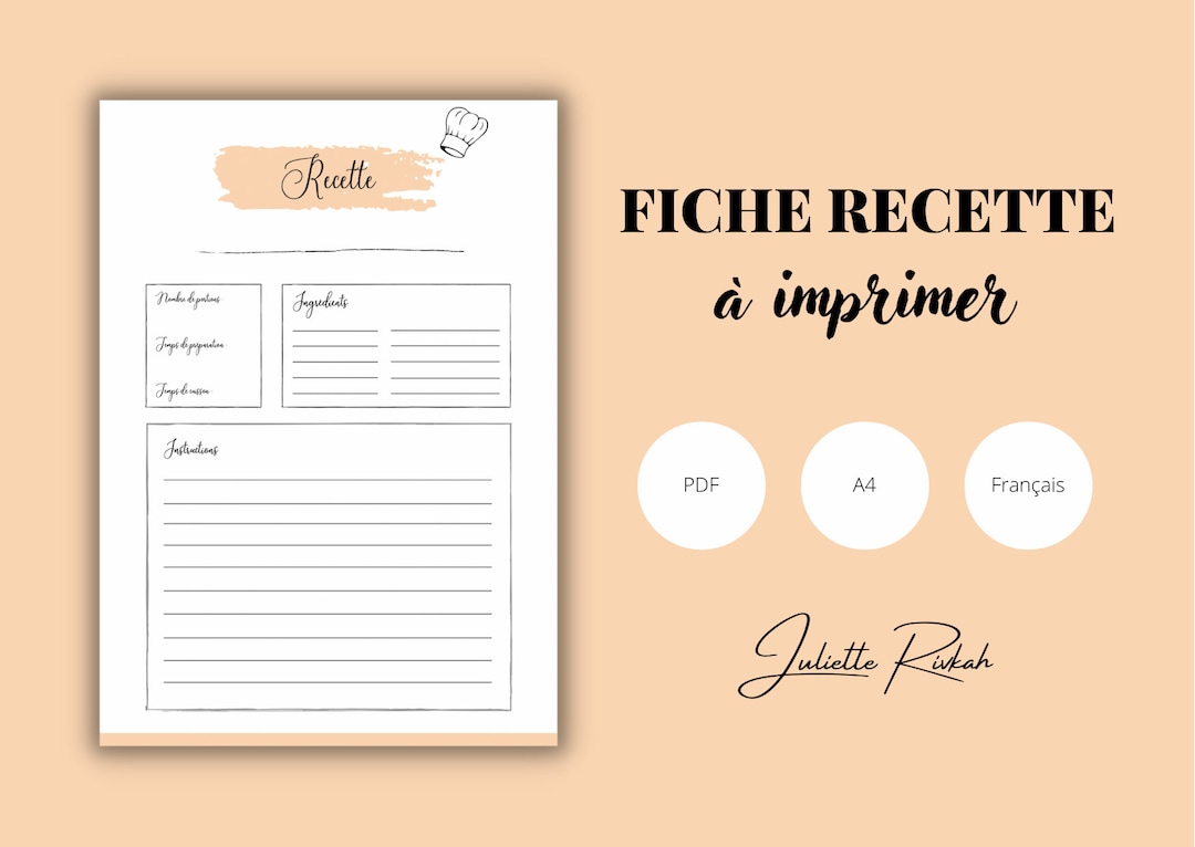 Page De Garde Recette Fiche recette individuelle à télécharger et imprimer (PDF) - Format A4