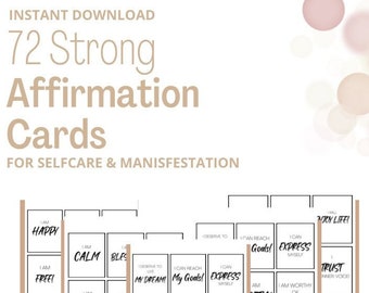 Positive Affirmation Cards, Vision Board Printables, Cards for self care & manifestation DIGITAL