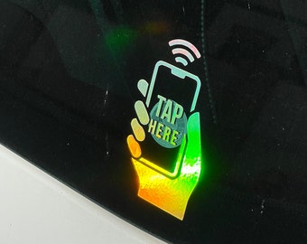 NFC Tap Here Sticker - Social Media, Instagram, Tiktok, and more.