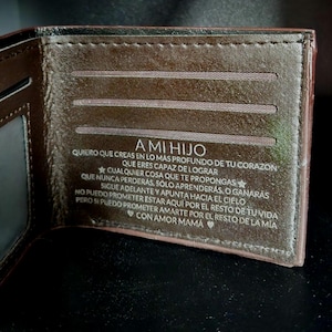 Valentines Day - A mi hijo - Cartera con mensaje - Cartera para hombre - customized wallet - perfect for a gift for a loved one