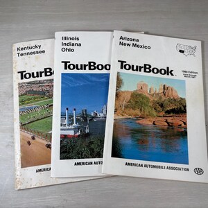 3 Vintage AAA Tour Books, Kentucky, Tennessee, Indiana, Ohio, Illinois, Arizona, New Mexico, 1980