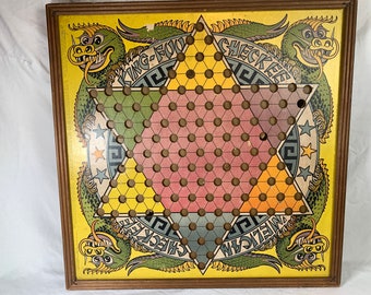 Vintage Chinese Checkers & Rummy Board Game, 1938, Game Room Decor