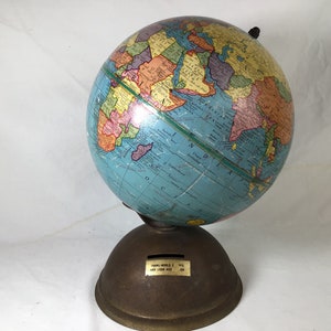 Desktop World Globe Bank, Mid-Century, 1960’s, 7-inch  Vintage Globe