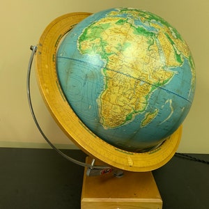 Large 1966 Vintage World Globe, Denoyer-Geppert, Vintage Globe, 16 inch globe
