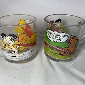 Vintage Garfield Glass Mugs, McDonalds Mugs
