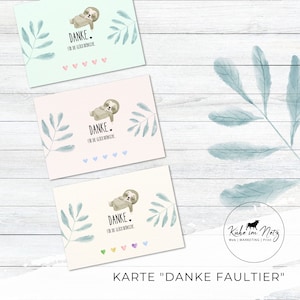 Danke zur Geburt | Tochter & Sohn | Karte | Postkarte | Kunstdruck | Faultier | Dschungel | Baby | Babygeschenk | Grußkarte