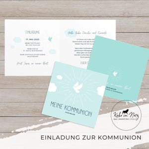 Einladung Kommunion | Firmung | Konfirmation | Taufe | Tochter & Sohn | Karte | Klappkarte | Einladungskarte | Quadratisch | Kuverts