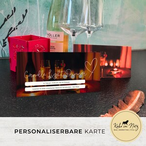 KARTE Candle-Light Dinner | Valentinstag | DIY | Hochzeitstag | Liebe | Gutschein | Eventkarte | personalisierbar