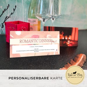 KARTE "Romantic Dinner for 2" | Valentinstag | Jahrestag | Hochzeitstag | Liebe | Gutschein | personalisierbar
