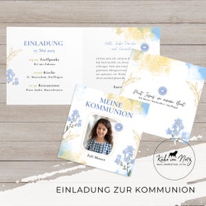 Einladung Kommunion mit Foto | Firmung | Konfirmation | Taufe | Tochter & Sohn | Karte | Klappkarte | Einladungskarte | Personalisiert