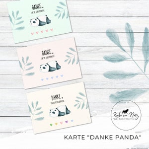 Danke zur Geburt | Tochter & Sohn | Karte | Postkarte | Kunstdruck | Panda | Dschungel | Baby | Babygeschenk | Grußkarte