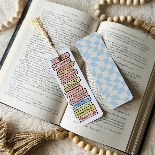 trope stack bookmark | romance tropes | romance books | book lovers | double-sided | bookmark
