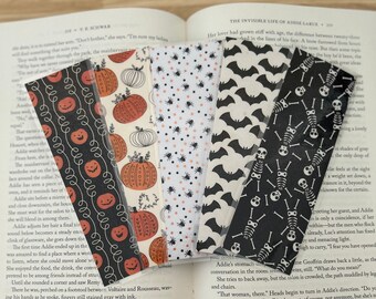 halloween collection no. 1 | spiders | skeletons | bats | jack-o-lanterns | laminated & double-sided | bookmark