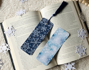 blue snow bookmark | winter vibes | snowy bookmark | double-sided | bookmark