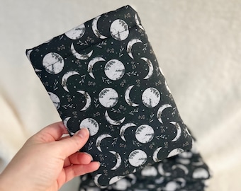 moon phase book sleeve | kindle sleeve | boho moons | moon with florals