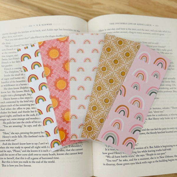 rainbow bookmarks | sunshine bookmarks | laminated & double-sided | bookmark