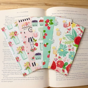 summer market bookmarks | lemonade bookmark | market kitchen | market flowers | town bookmark  | laminated & double-sided | bookmark