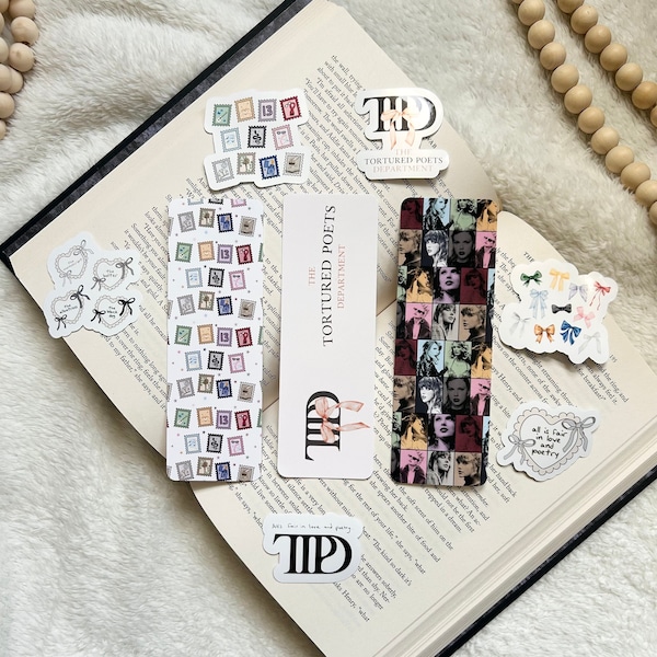 ttpd bundle listing | tortured poets department | taylor swift bookmarks | swiftie | vinyl stickers