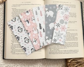 winter wonderlandcollection | snow bookmarks | winter bookmarks | snowflakes | penguin | polar bear | laminated & double-sided | bookmark