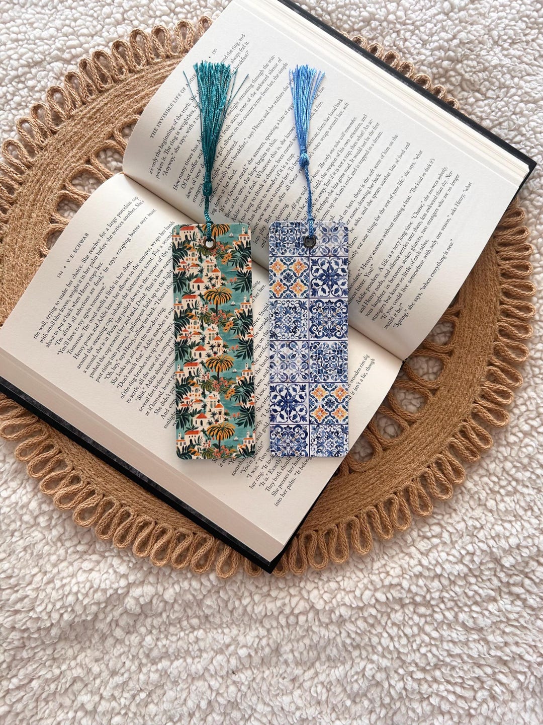 Mediterranean Summer Bookmark | Italian Villa | Greek Tiles | Double ...