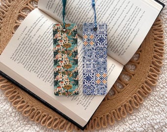 mediterranean summer bookmark | italian villa | greek tiles |  double-sided | bookmark