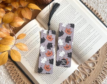 spooky leaves bookmark | halloween bookmark | spooky season | double-sided | bookmark