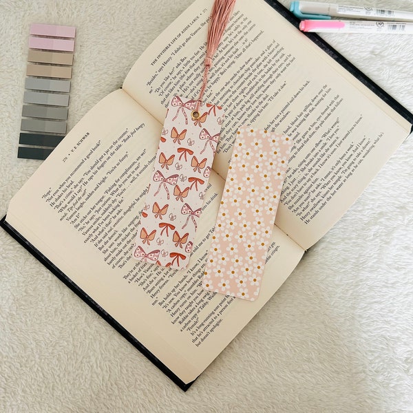 bow bookmark | pink bookmark | double-sided | bookmark