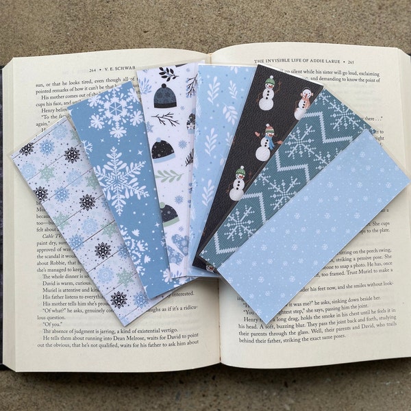 winter collection no. 2 | snow bookmarks | winter bookmarks | snowflakes | winter flowers | snowmen | laminated & double-sided | bookmark