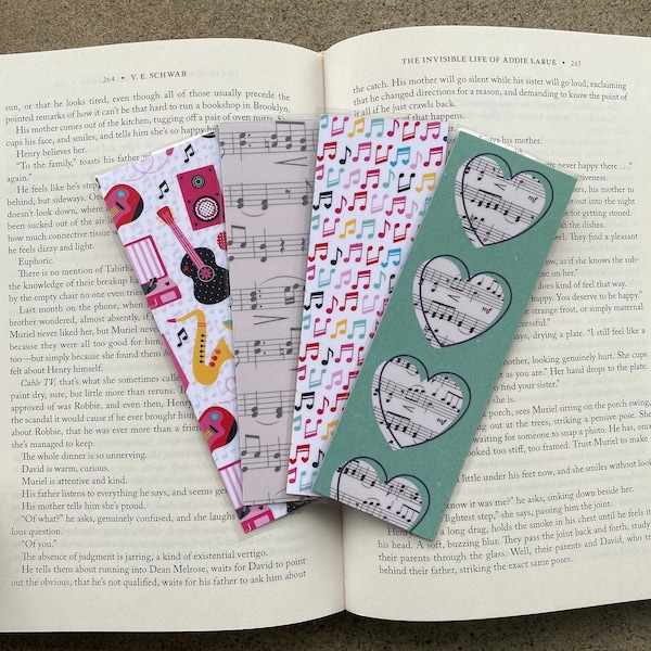 music bookmarks | music notes | musical instruments | laminated & double-sided | bookmark