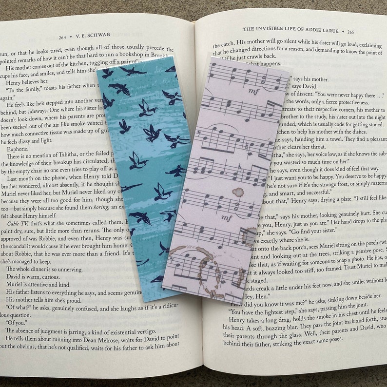 music bookmarks music notes musical instruments laminated & double-sided bookmark birds/music