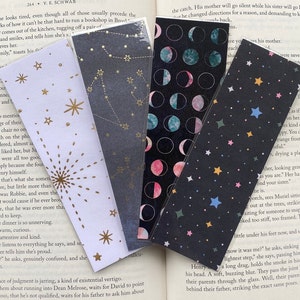 space collection | constellations | moon phase bookmark | starry sky | laminated & double-sided | bookmark