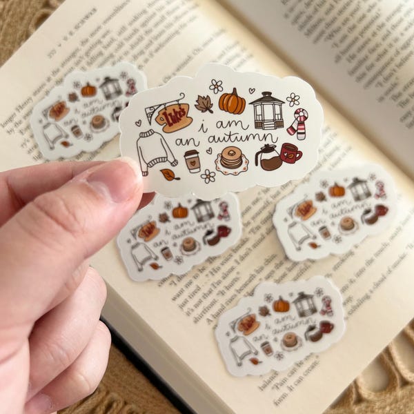 Pegatina "Soy una pegatina de otoño" / Pegatina de vibraciones otoñales / Lectura acogedora / Pegatina de vinilo