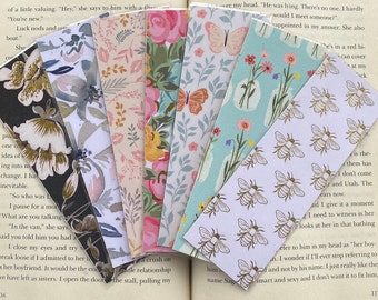 spring bookmarks | bee bookmark | flower bookmark | gold foil | laminated & double-sided | bookmark