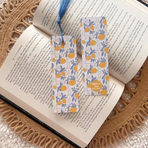 mediterranean lemon bookmark | summer vibes | lemons | checkered bookmark | double-sided | bookmark
