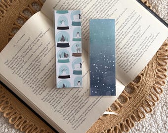 snow globe bookmark | winter bookmarks | snowflakes | winter flowers | snowmen | laminated & double-sided | bookmark