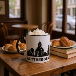 Wettbergen Mug: Rebel Neon Design, Colored Rim Ceramic Mug
